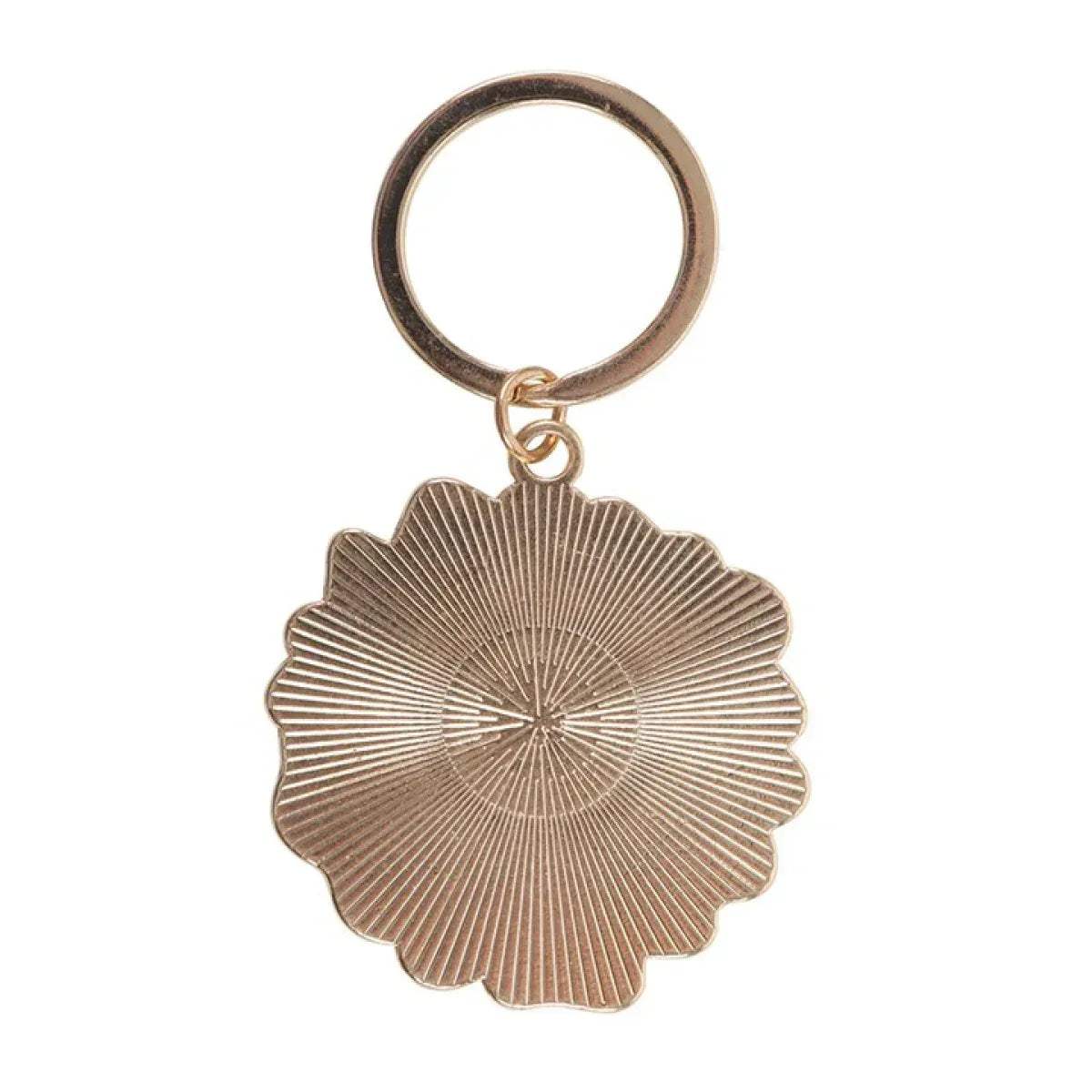 Gold-toned shell-shaped keyring charm with metal ring