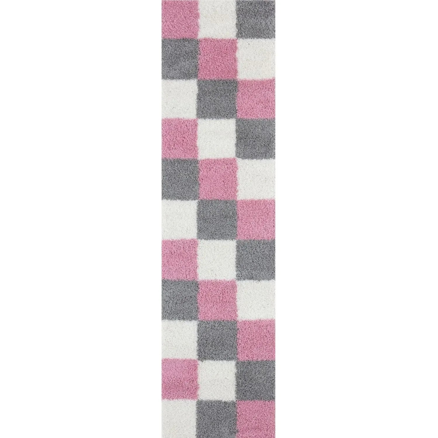 4_Geometric_Design_Thick_Shaggy_Area_Rugs_Pink - Bobobiy