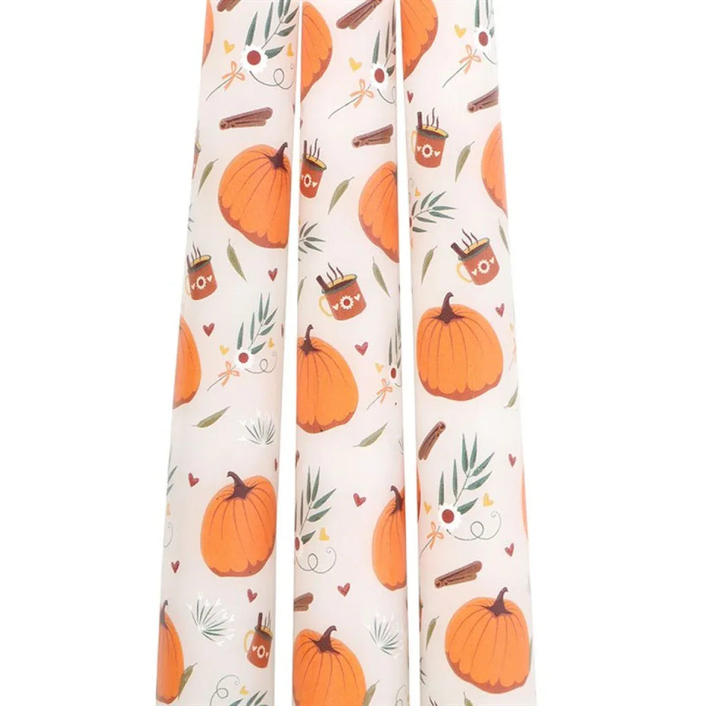 Set of 3 Pumpkin Taper Candles - Bobobiy