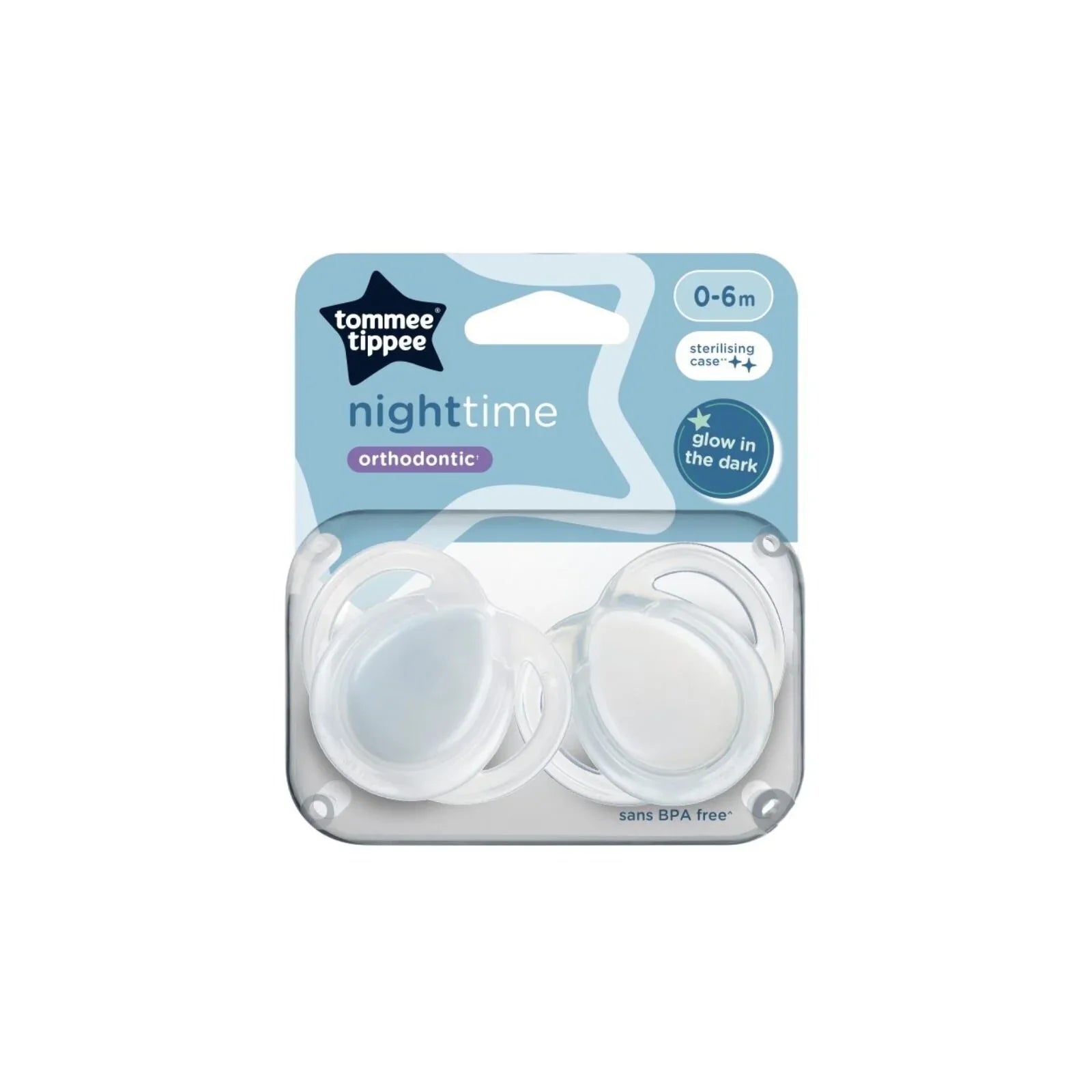 Tommee Tippee Night Time Soother 0-6 months Pack of 2 Assorted