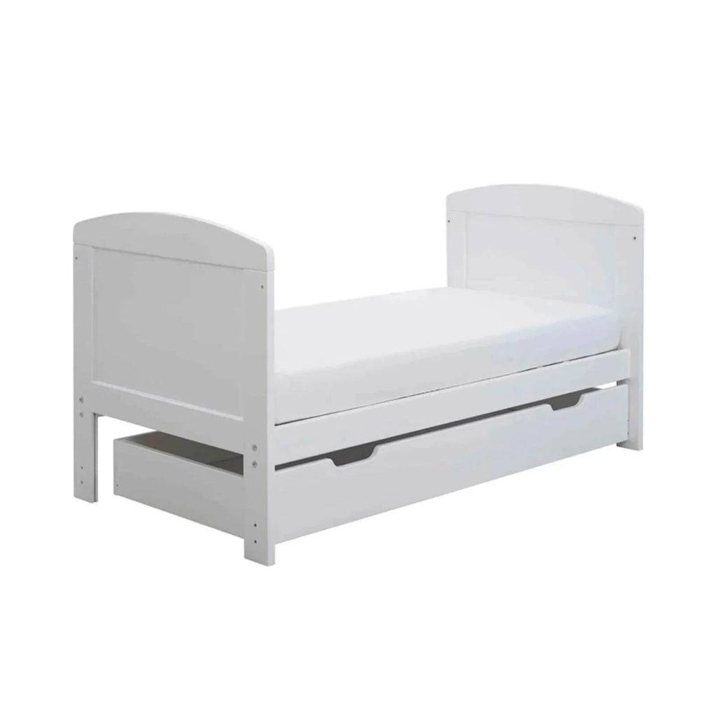 Ickle Bubba Coleby Mini Cot Bed & Under Drawer White - Fibre Mattress