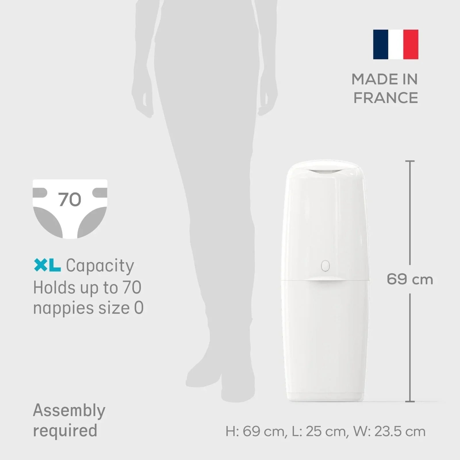 Angelcare Classic XL Nappy Bin with 1 Refill