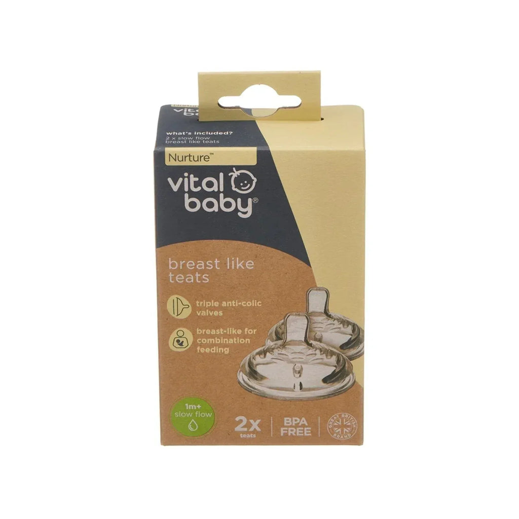 Vital Baby Nurture Breast Like Teats Slow Flow Pack of 2 - Bobobiy