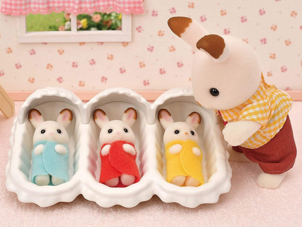 Sylvanian Families Chocolate Rabbit Triplets Care Set for Age 3 and Up