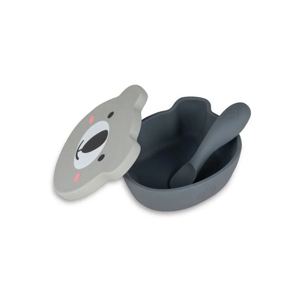 TUM TUM Silicone Weaning Bowl & Spoon Set Kev Koala - Grey - Bobobiy