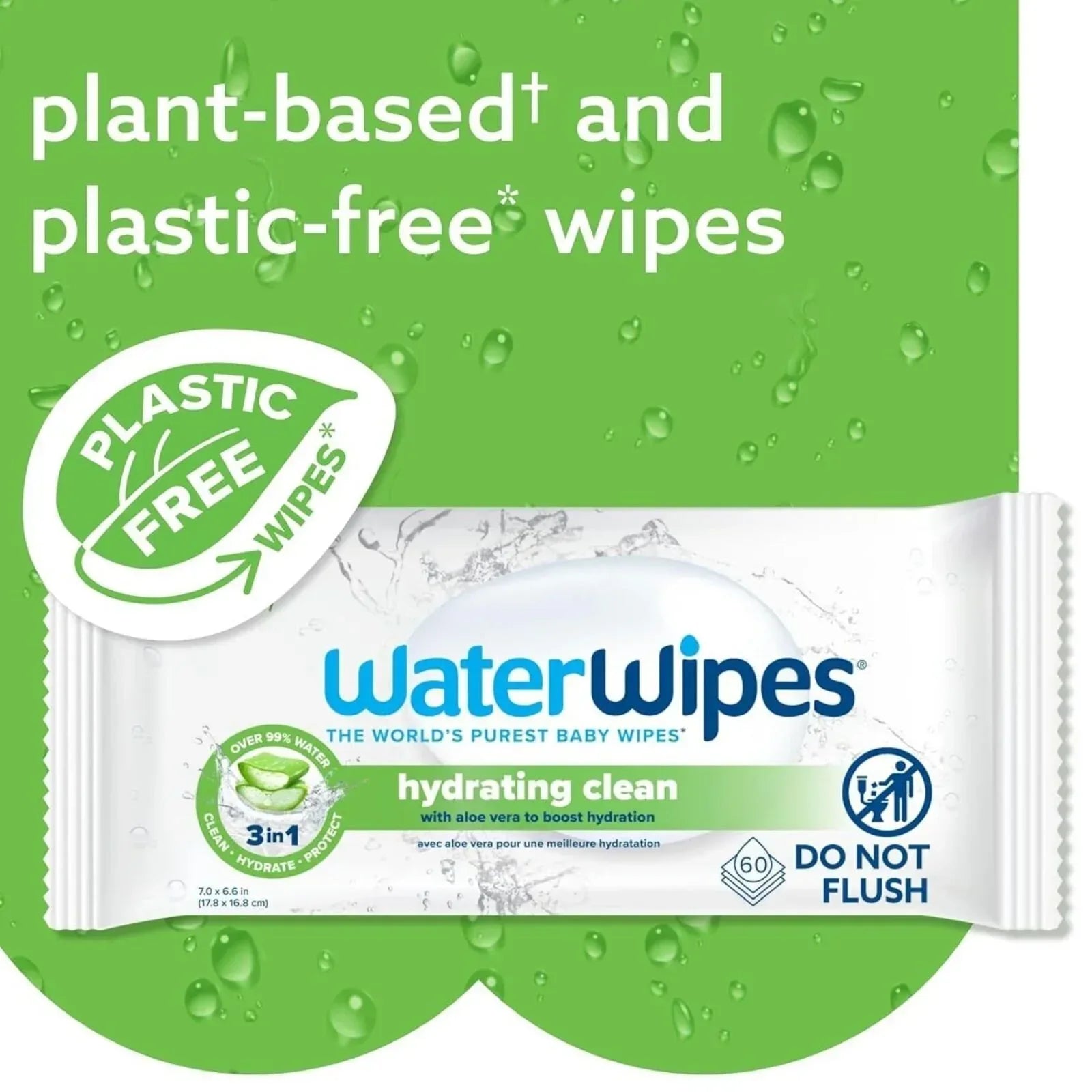 WaterWipes Hydrating Wipes 60 pcs - Bobobiy
