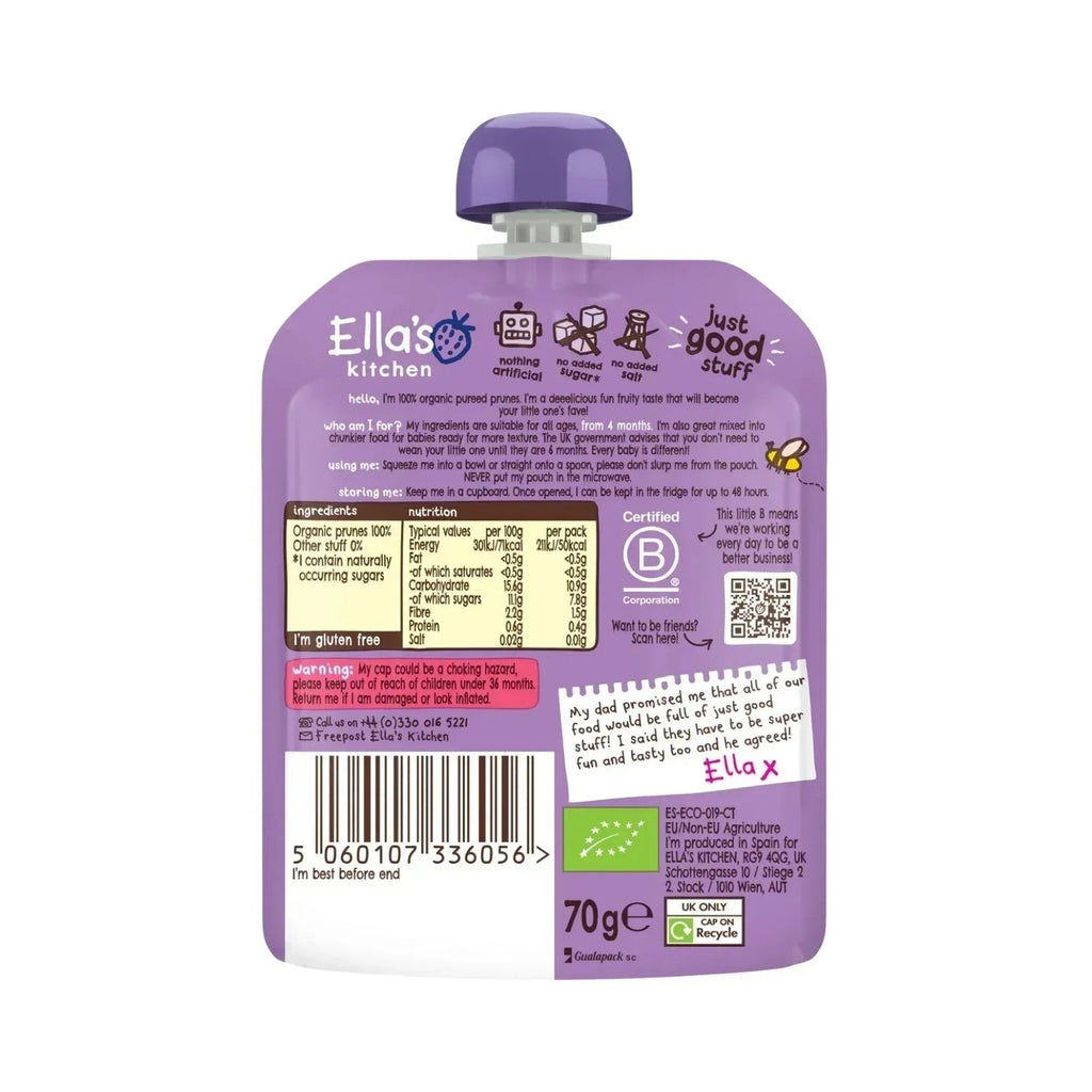 Ella's Kitchen Organic Prunes First Tastes Baby Food Pouch 4+ months 70g - Bobobiy