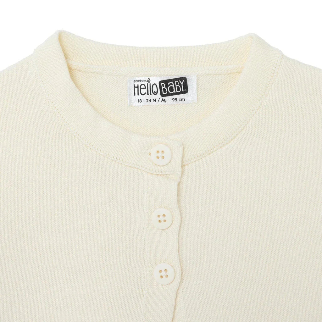 HelloBaby Girls Knitted Cardigan Buttoned Berry Belle Peter Pan Collar Long Sleeve - Ecru