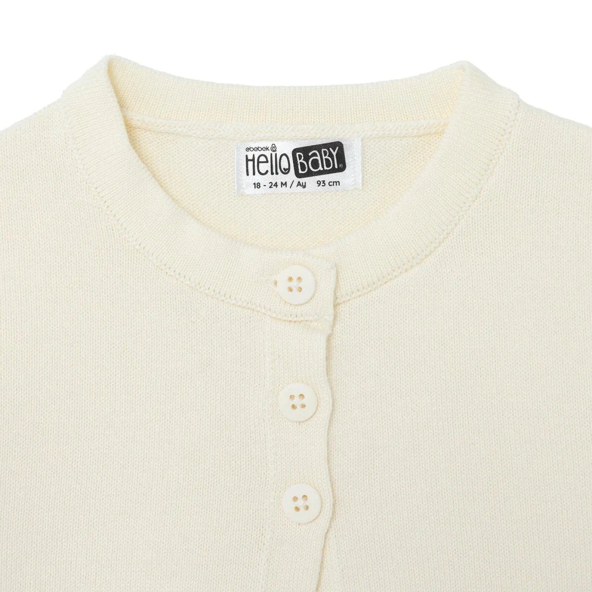 HelloBaby Girls Knitted Cardigan Buttoned Berry Belle Peter Pan Collar Long Sleeve - Ecru