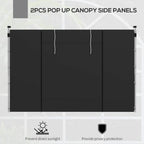 Black pop-up gazebo side panels, two-piece set with vertical seam panels