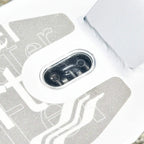 White kick scooter deck with oval control panel on the front