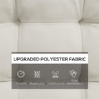 Cream white polyester fabric seat cushion with backrest, smooth padded panels