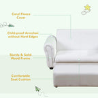 White toddler armchair-style sofa with padded seat and curved armrest