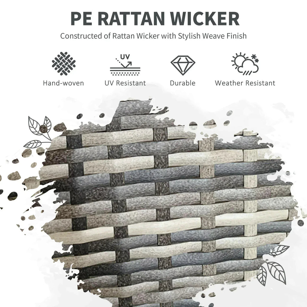 Five-Pieces Rattan Dining Set - Mixed Grey - Bobobiy