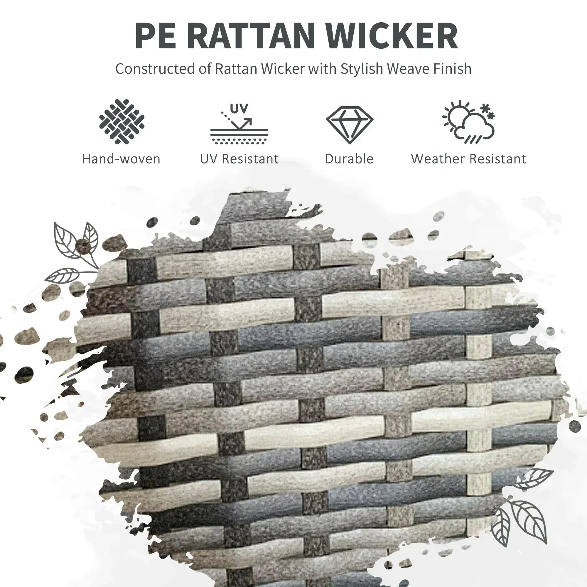 Five-Pieces Rattan Dining Set - Mixed Grey - Bobobiy