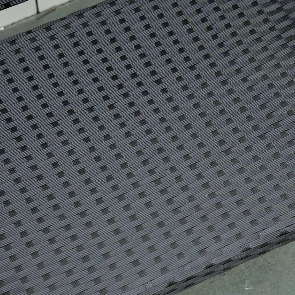 2 Seater Poly Rattan Garden Bench, All Weather Wicker Garden Loveseat, Outdoor Seating Bench with 240 Load Capacity, Backrest and Armrests for Patio, Terrace, Balcony, Black - Bobobiy