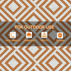 Brown and white reversible outdoor rug with geometric lattice pattern