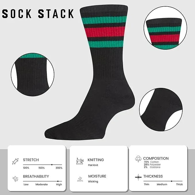 5-pack-men-s-stripes-sport-socks-cotton-durable-blend-for-sports-casual-everyday-designer-wear-by-sock-stack-uk-7-11-stripes-socks-1177103776 - Bobobiy