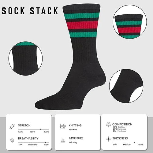 5-pack-men-s-stripes-sport-socks-cotton-durable-blend-for-sports-casual-everyday-designer-wear-by-sock-stack-uk-7-11-stripes-socks-1177103776 - Bobobiy