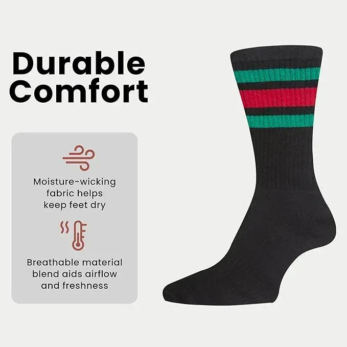 5-pack-men-s-stripes-sport-socks-cotton-durable-blend-for-sports-casual-everyday-designer-wear-by-sock-stack-uk-7-11-stripes-socks-1177103778 - Bobobiy
