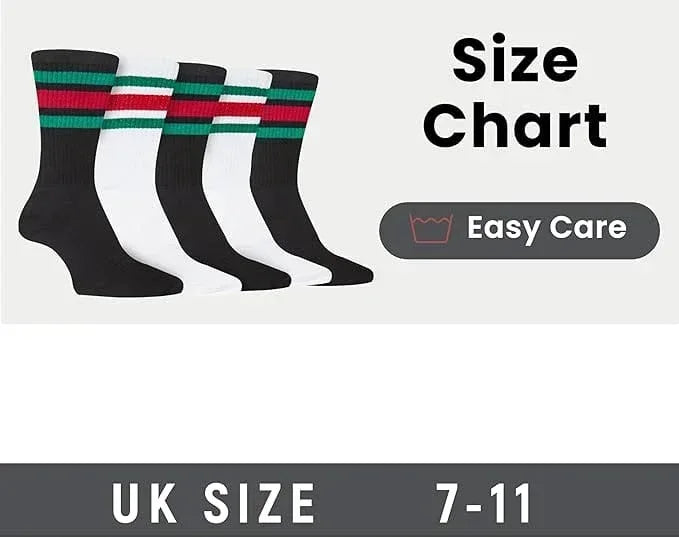 5-pack-men-s-stripes-sport-socks-cotton-durable-blend-for-sports-casual-everyday-designer-wear-by-sock-stack-uk-7-11-stripes-socks-1177103779 - Bobobiy