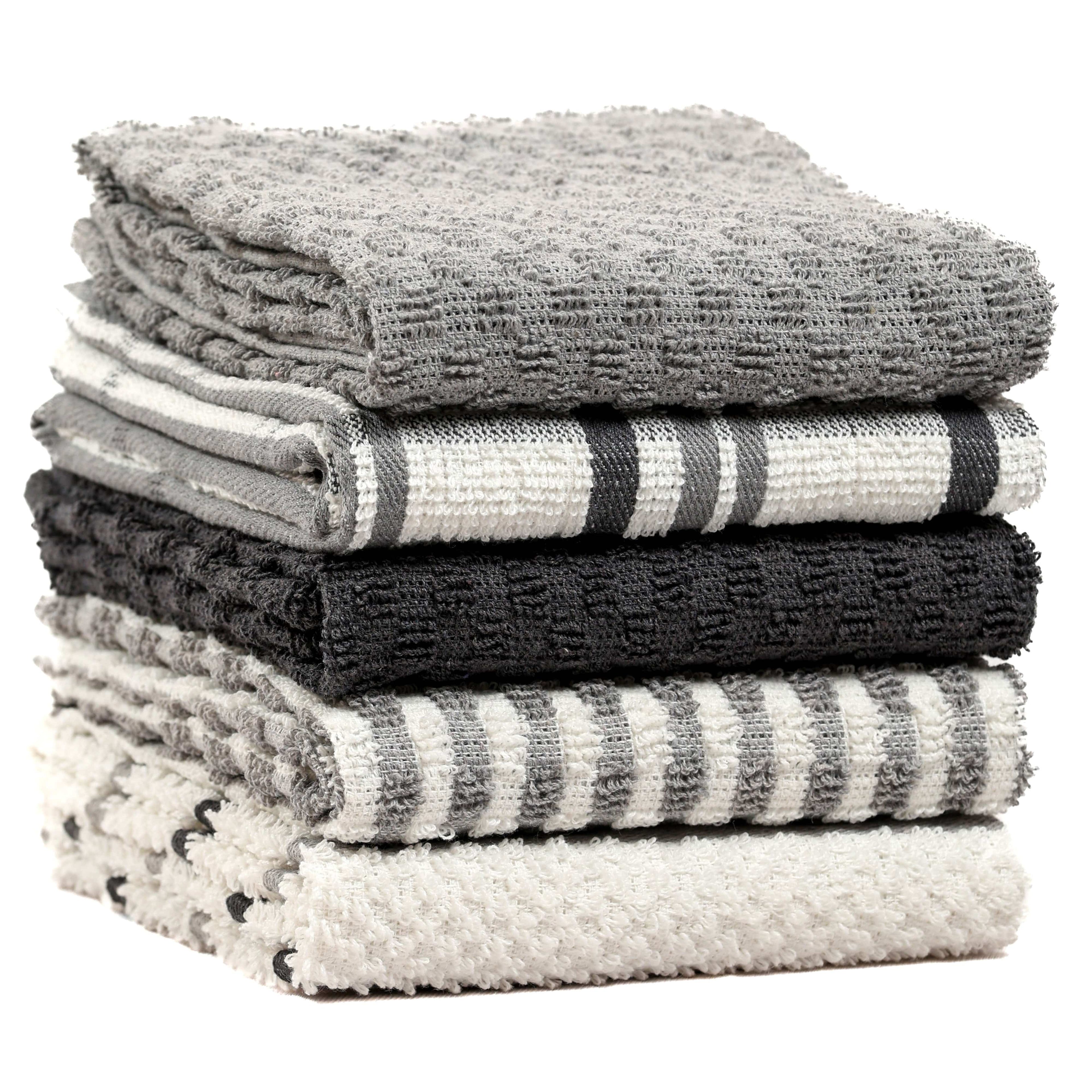 5 Pack Super Absorbent Check Quick Drying Cotton Terry Kitchen Tea Towels Durable Versatile Dish Towels for Home and Professional Use 45cm x 65cm