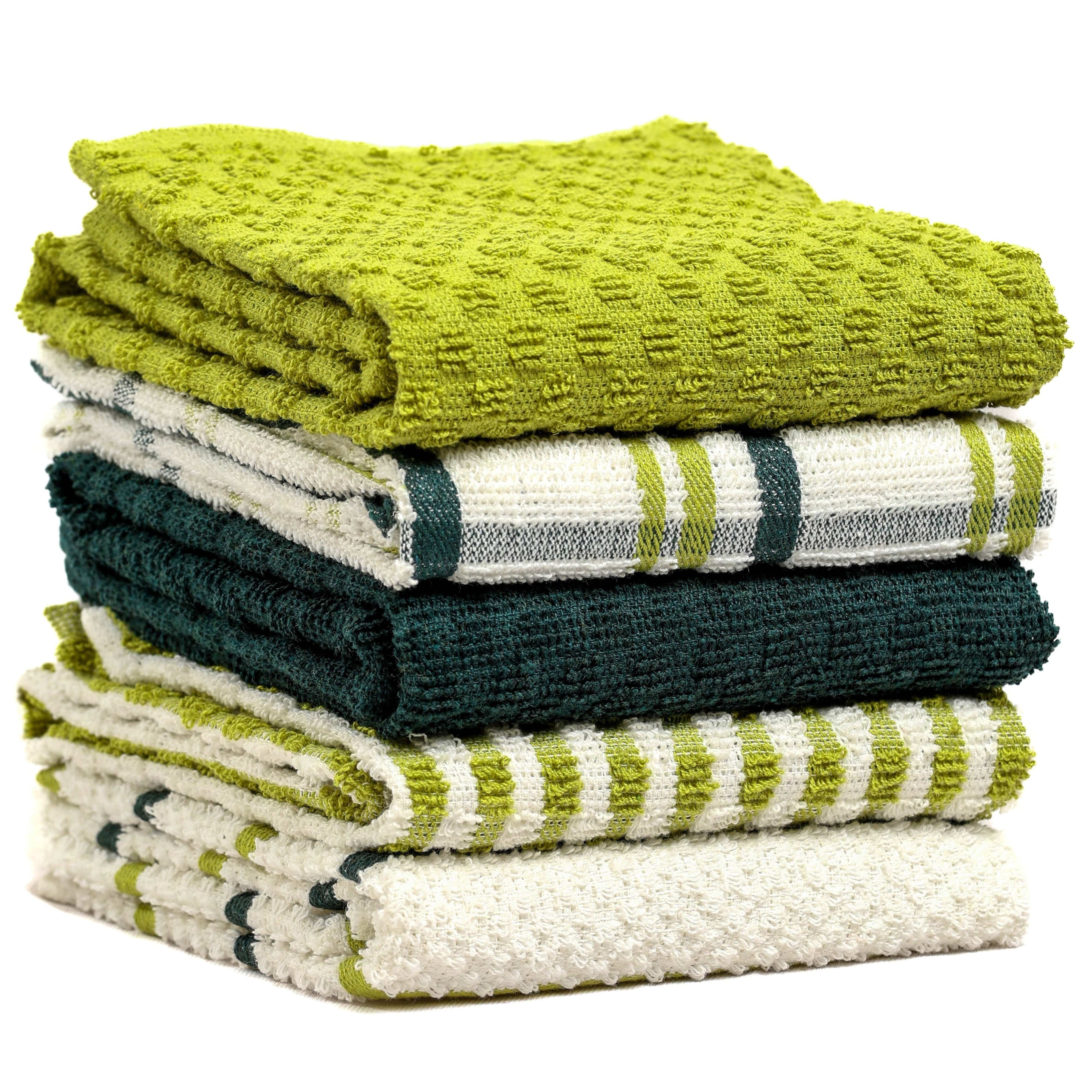 5 Pack Super Absorbent Check Quick Drying Cotton Terry Kitchen Tea Towels Durable Versatile Dish Towels for Home and Professional Use 45cm x 65cm