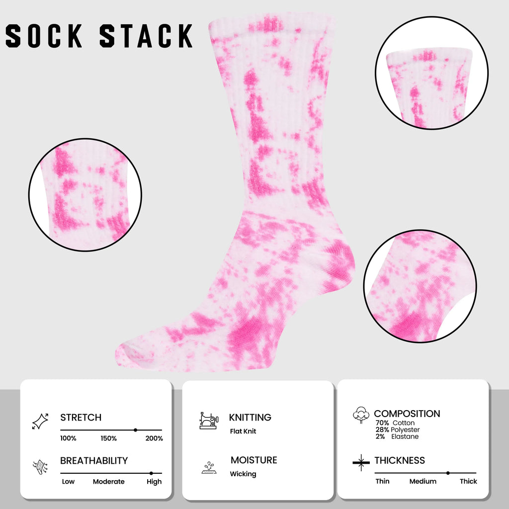 5-pack-tie-dye-sport-socks-cotton-durable-blend-for-casual-everyday-designer-wear-unisex-by-sock-stack-socks-1177103785 - Bobobiy
