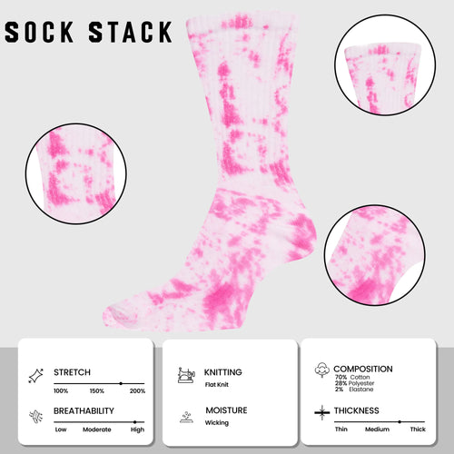 5-pack-tie-dye-sport-socks-cotton-durable-blend-for-casual-everyday-designer-wear-unisex-by-sock-stack-socks-1177103785 - Bobobiy