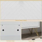 White chevron panel doors with ventilation holes and gold hairpin legs