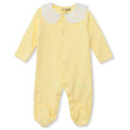 Yellow polka-dot long-sleeve baby sleepsuit with footies and snap closure