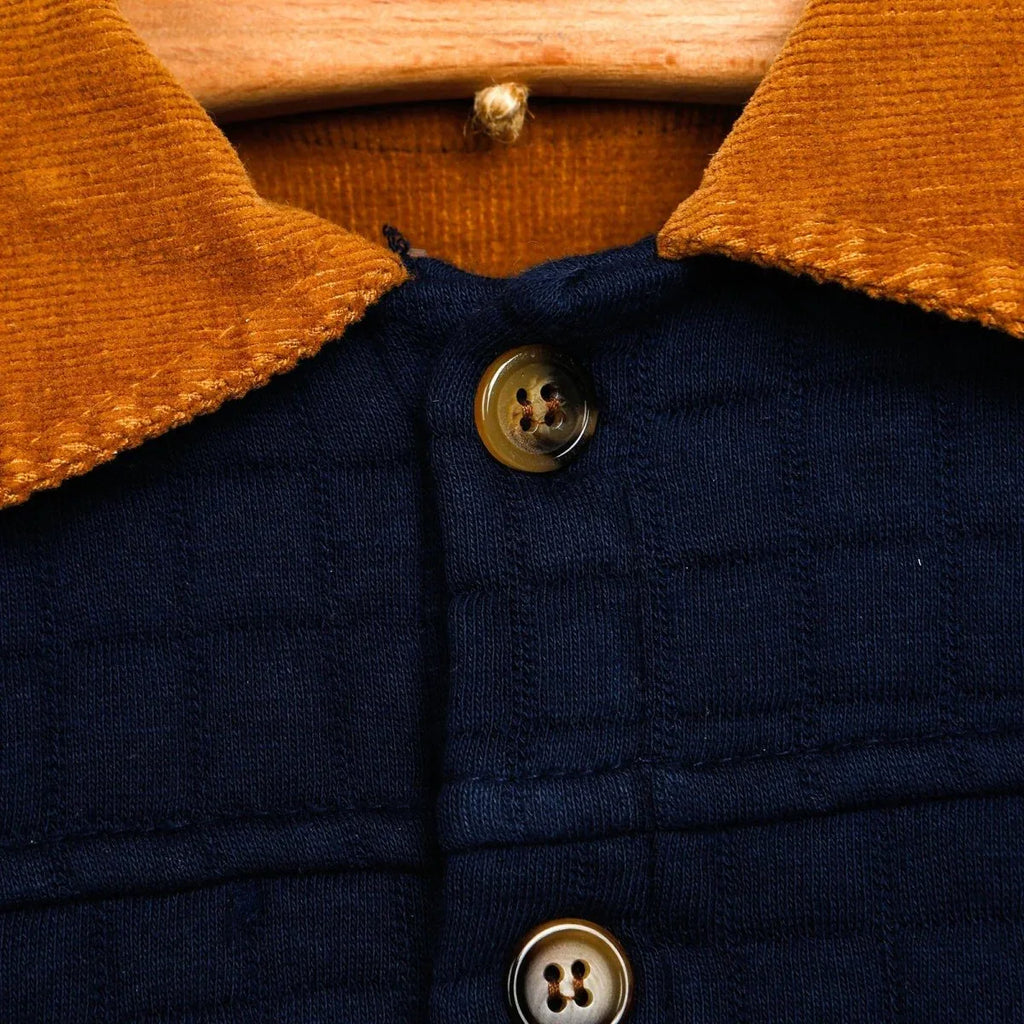 Tuffy Quilted Cardigan - Navy Blue - Bobobiy