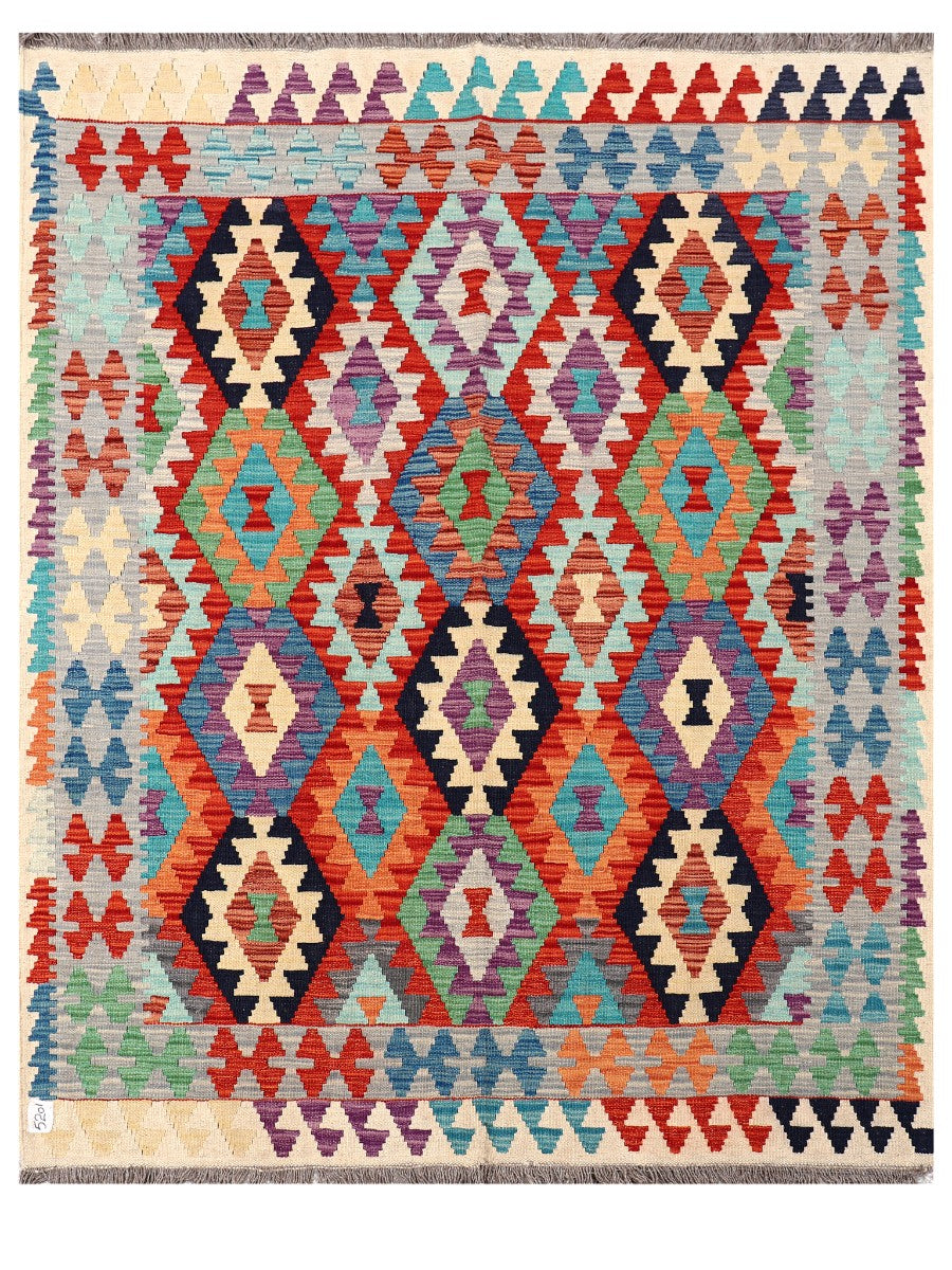 Maimana Afghanistan Kilim Rug - 199 x159 cm - Handmade