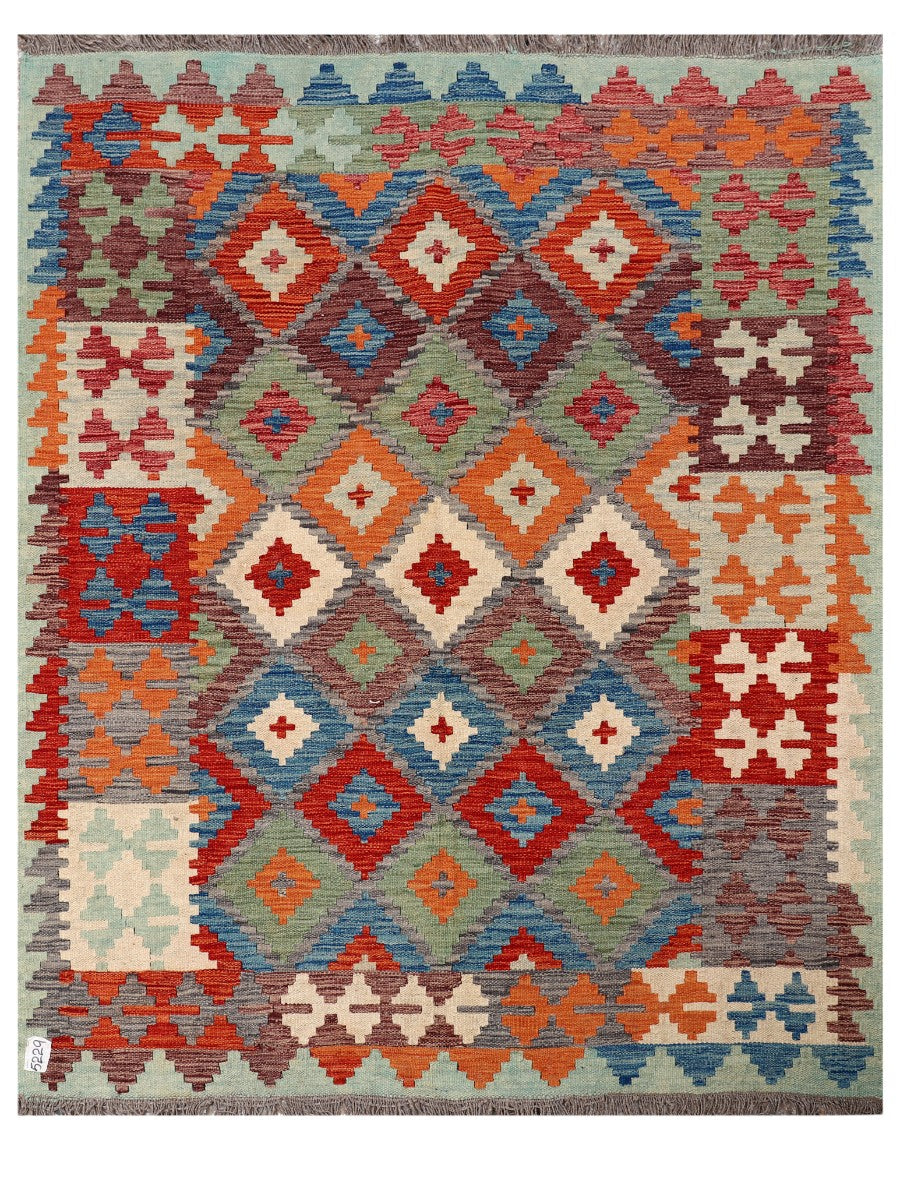 Maimana Afghanistan Kilim Rug - 195 x156 cm - Handmade