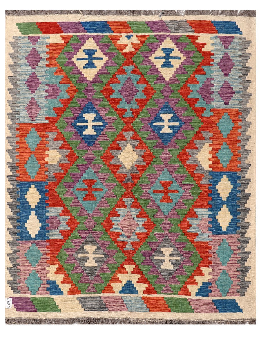 Maimana Afghanistan Kilim Rug - 195 x156 cm - Handmade