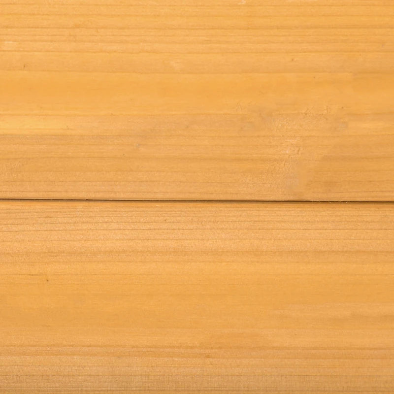 Natural wooden sand pit panel close-up with visible grain and screws