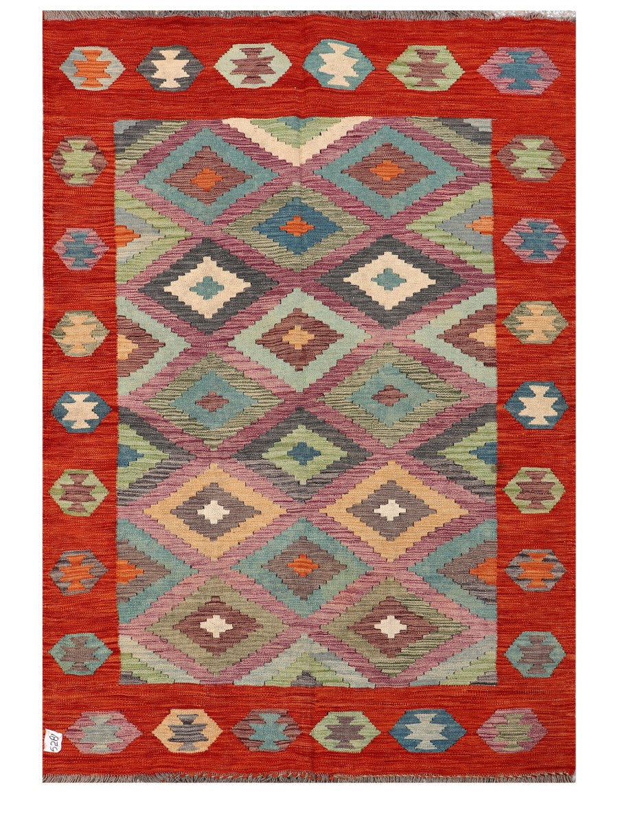 Maimana Afghanistan Kilim Rug - 207 x143 cm - Handmade