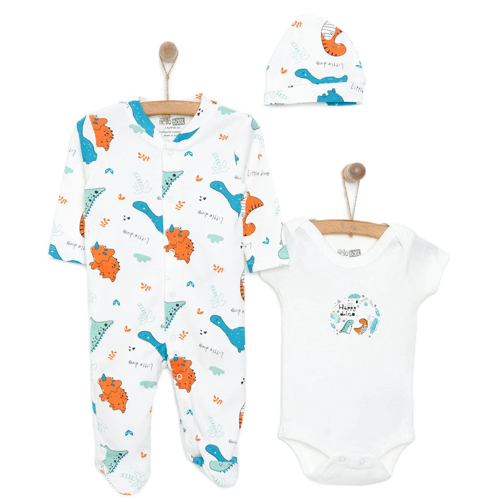 HelloBaby Baby Boy Jumpsuit-Body-Hat - Ecru