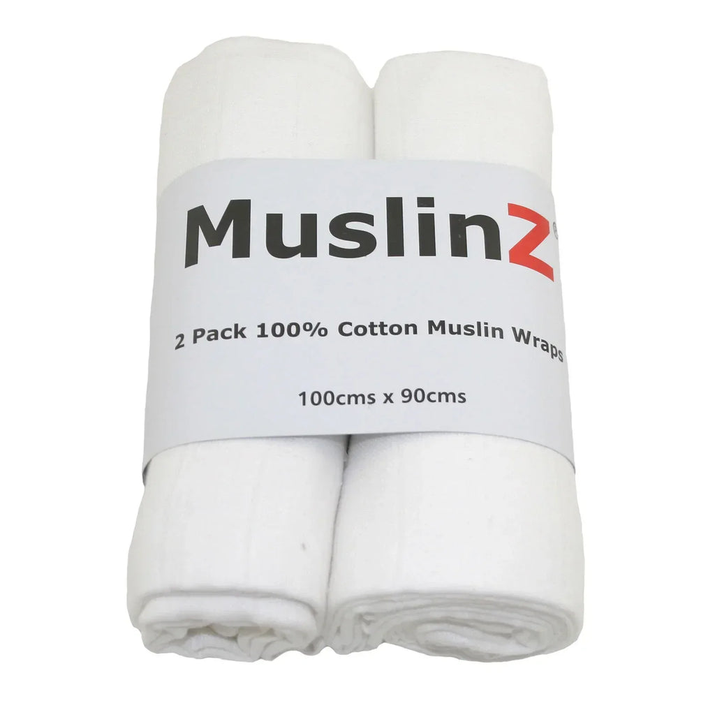 MuslinZ Muslin Swaddles 100x90cm 2 pcs - White - Bobobiy