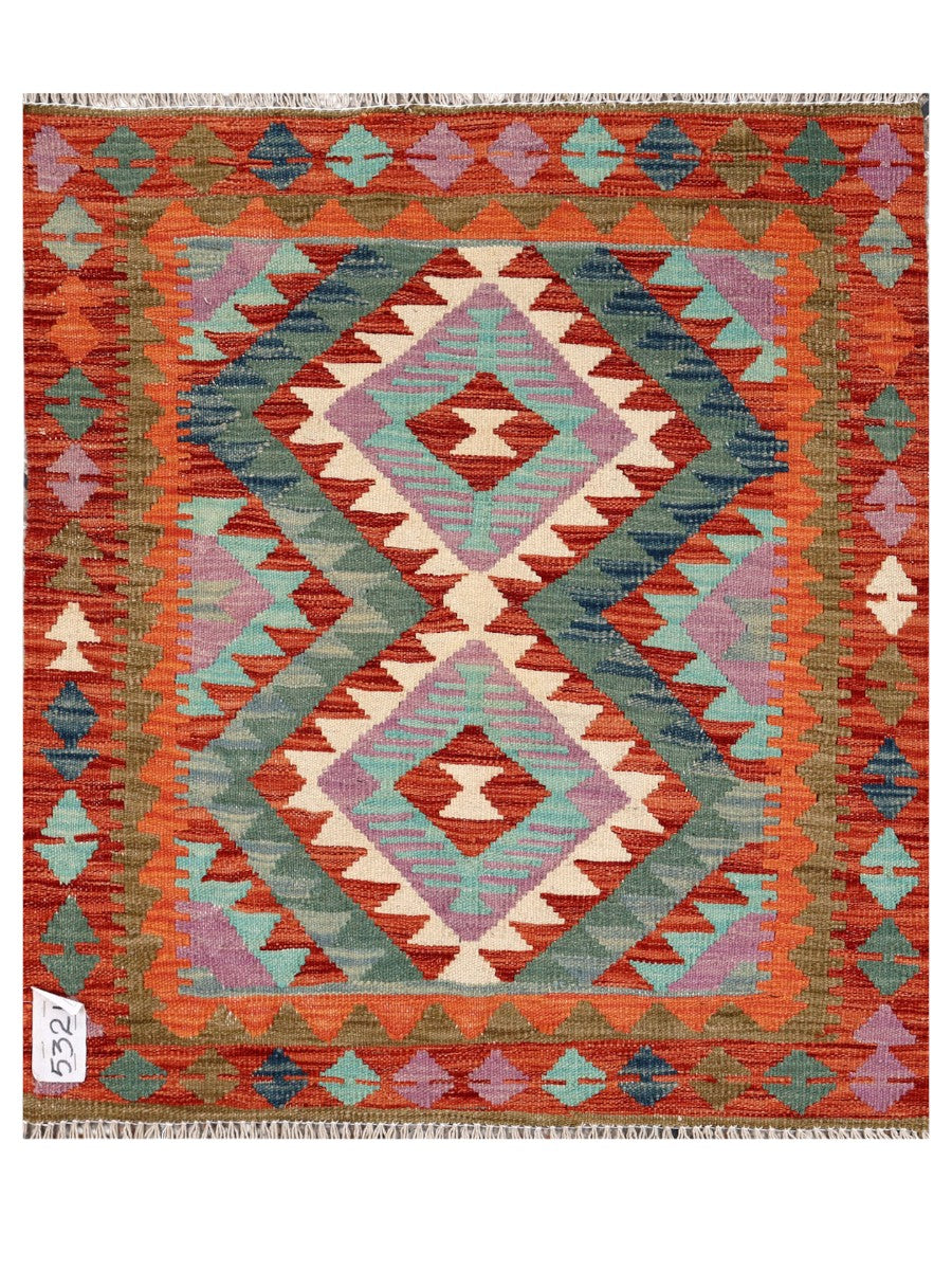 Maimana Afghanistan Kilim Rug - 98 x 85 cm - Handmade