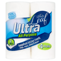 6 x White Leaf Kitchen Towel - 4 PACK