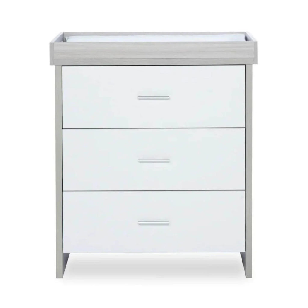 Ickle Bubba Pembrey Changing Unit & Chest - Ash Grey & White - Bobobiy