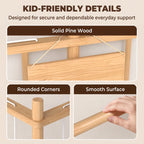 Wooden storage organizer detail with rounded corners and smooth pine surfaces