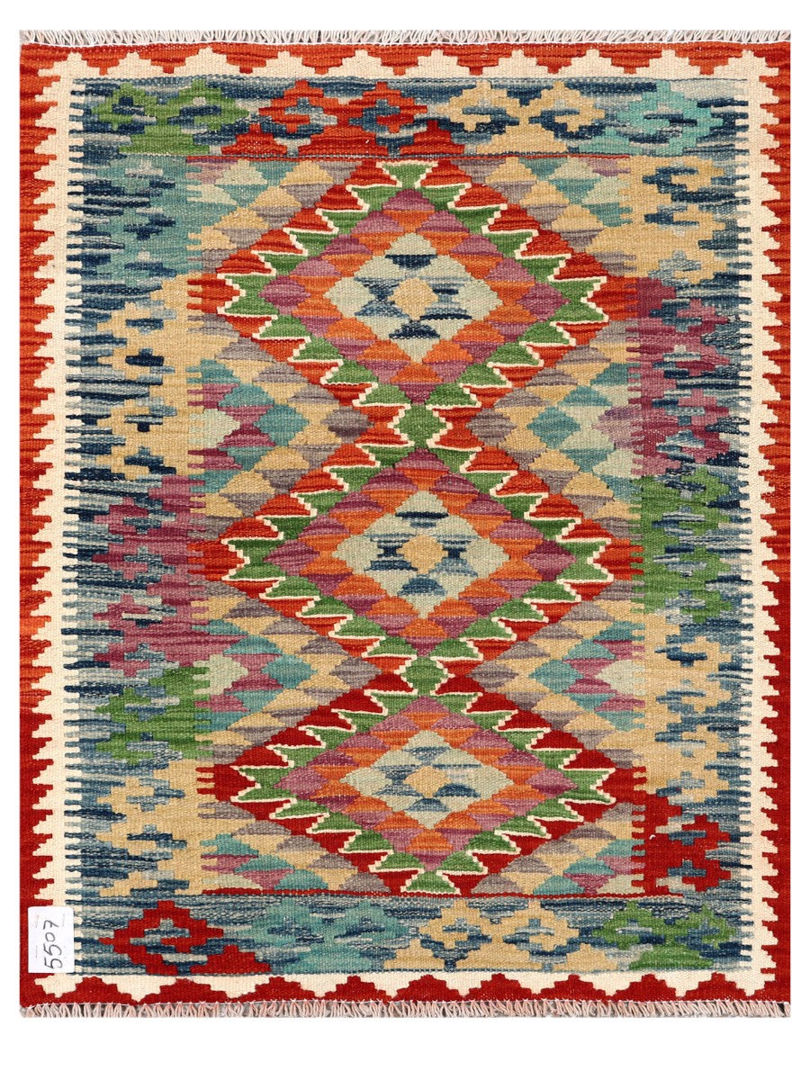 Maimana Afghanistan Kilim Rug - 105 x 82 cm - Handmade
