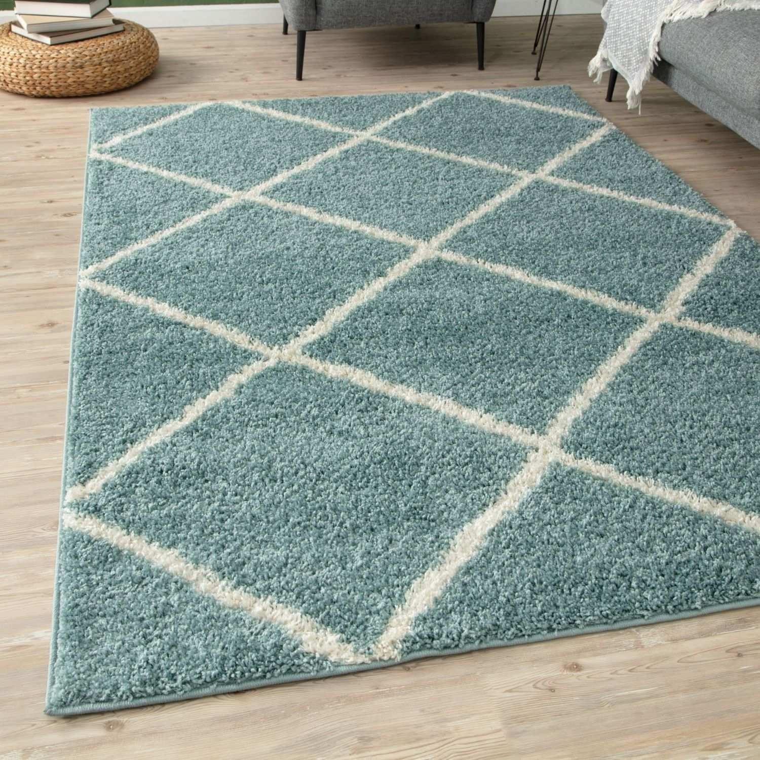 550_Moroccan_Duck_Egg_Blue_Shaggy_Rug-11 - Bobobiy