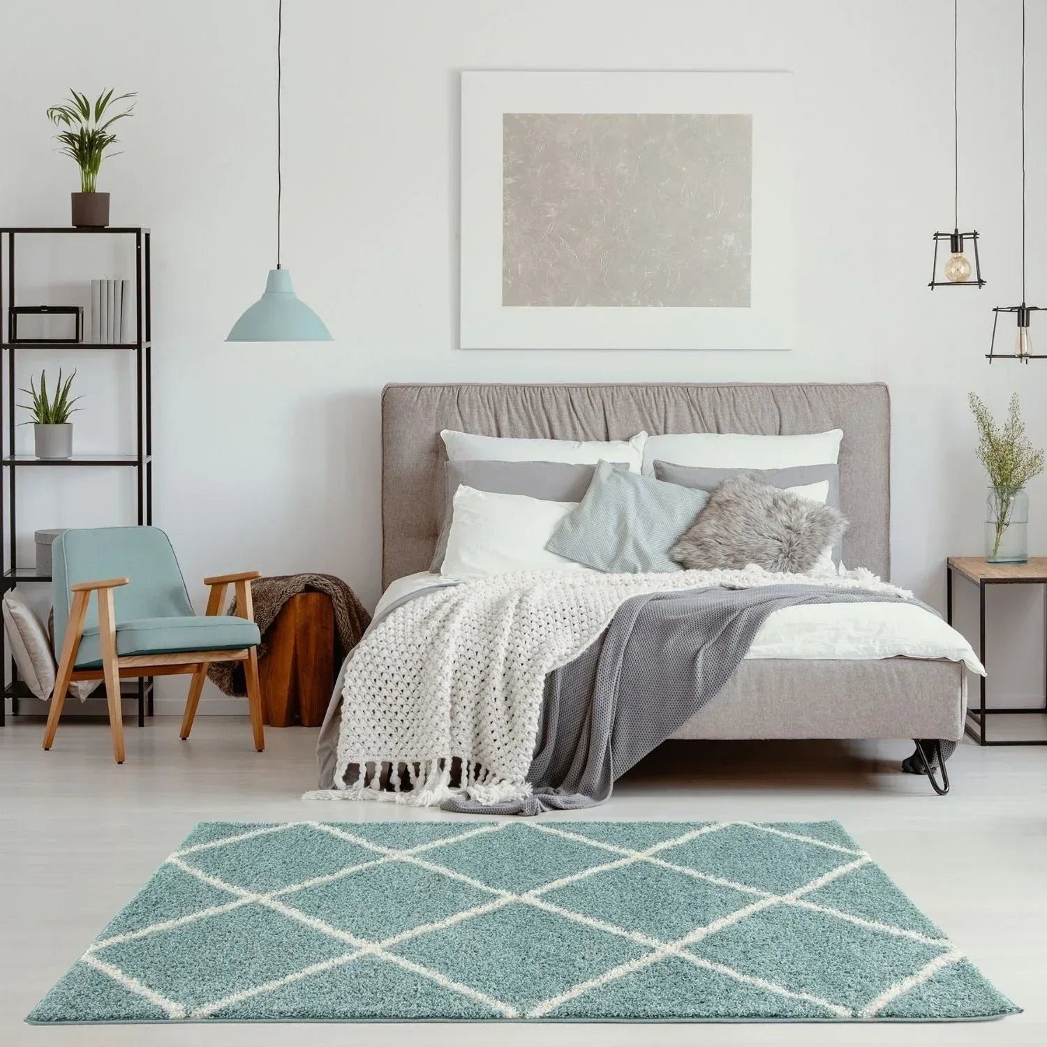 550_Moroccan_Duck_Egg_Blue_Shaggy_Rug-12 - Bobobiy