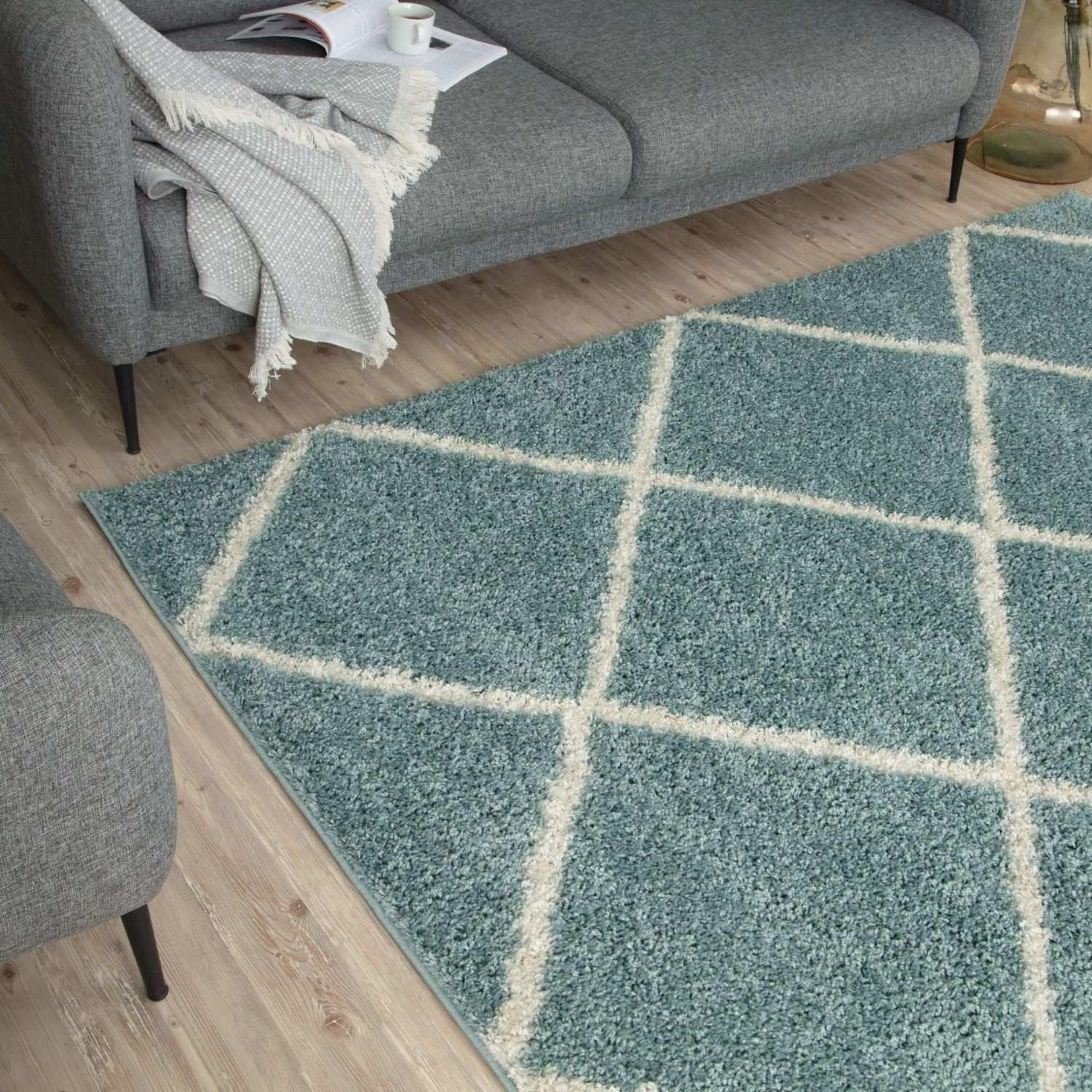550_Moroccan_Duck_Egg_Blue_Shaggy_Rug-14 - Bobobiy