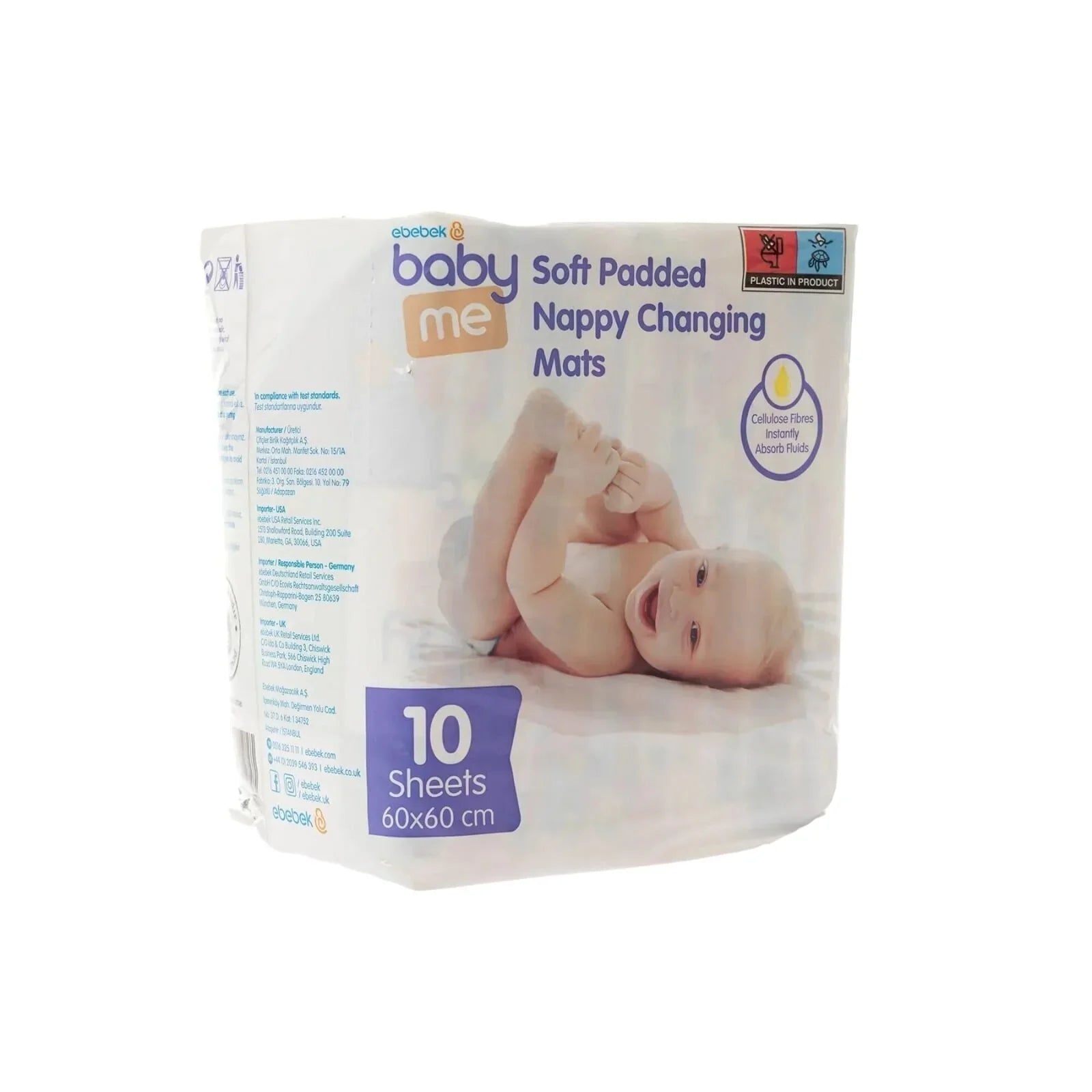baby me Soft Padded Changing Mats 60x60cm - 10 pcs