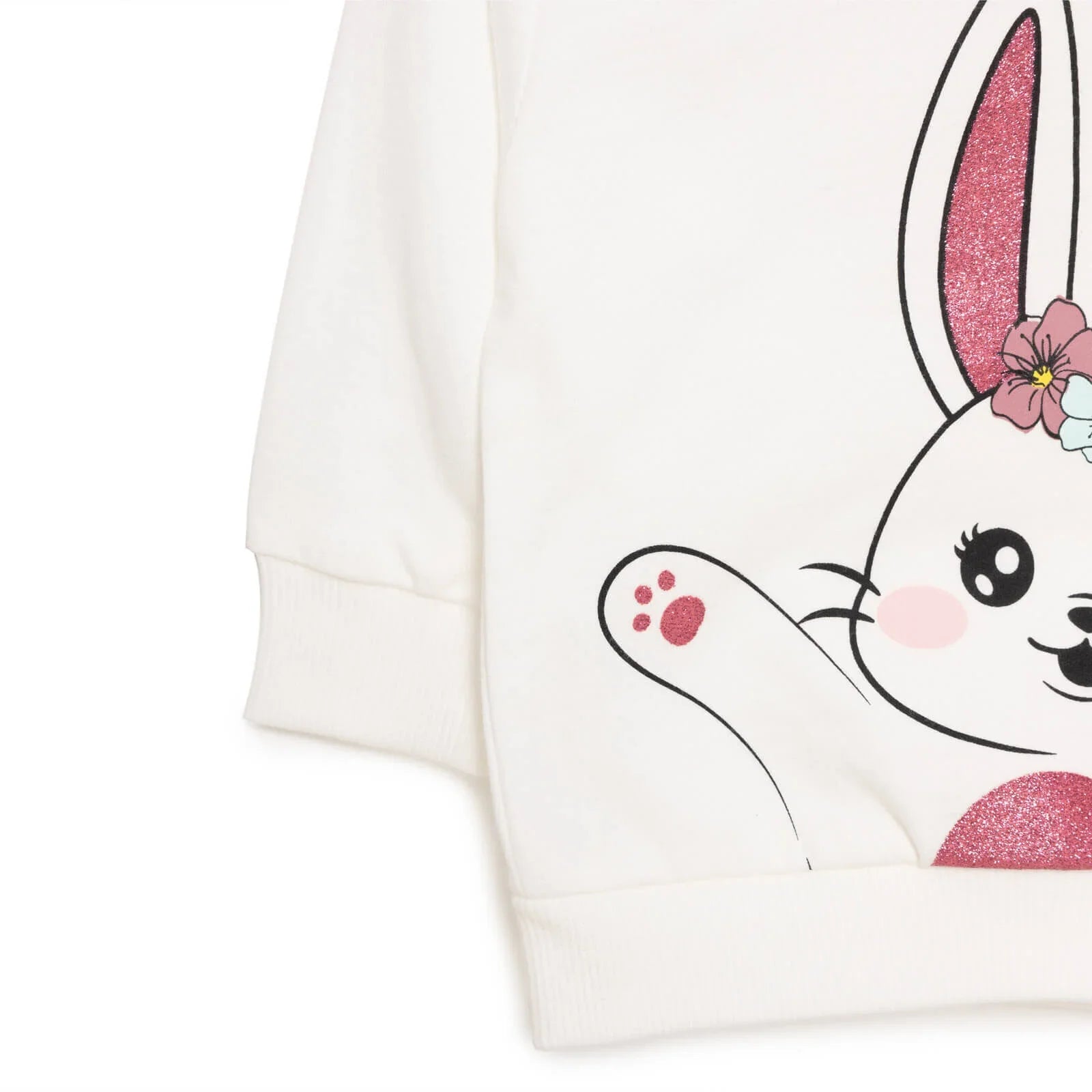 HelloBaby Baby Girl Rabbit Printed Sweatshirt - Ecru