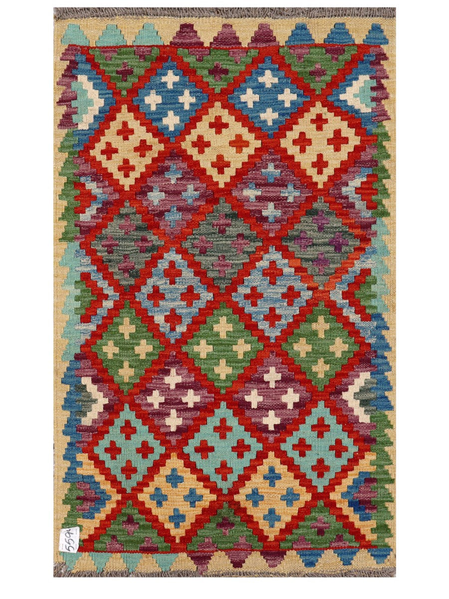 Maimana Afghanistan Kilim Rug - 128 x 77 cm - Handmade